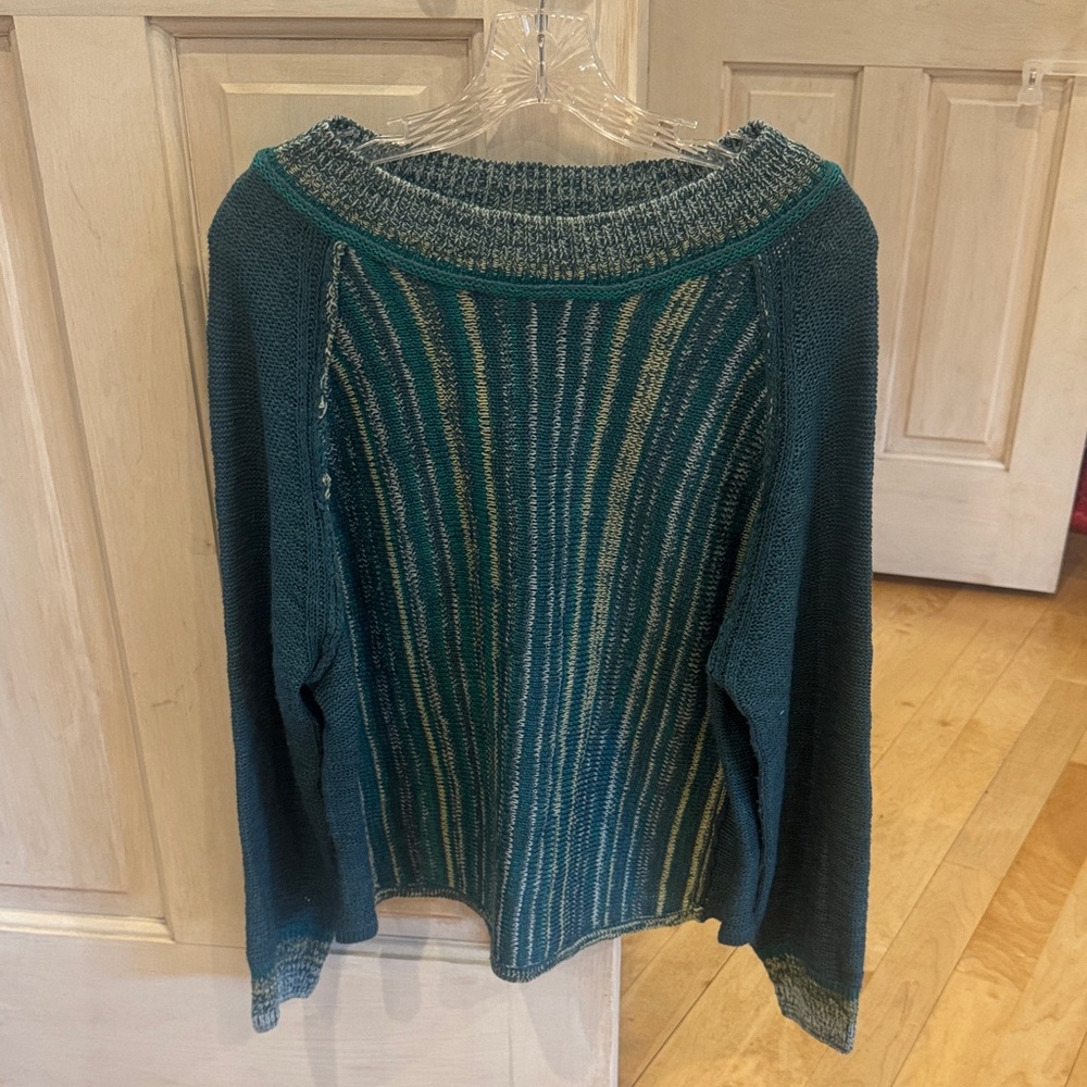 Teal Striped Women's Sweater